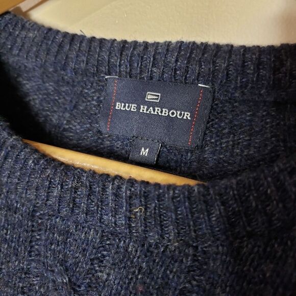 Blue Harbour Medium Navy 100% Lambswool Long Sleeve Crewneck Sweater - Picture 2 of 10